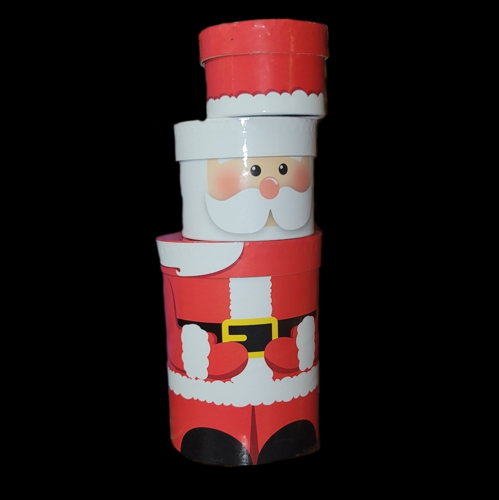 Stackable Santa Christmas Gift Boxes Large  | Nested 3-Tier Stacking x3